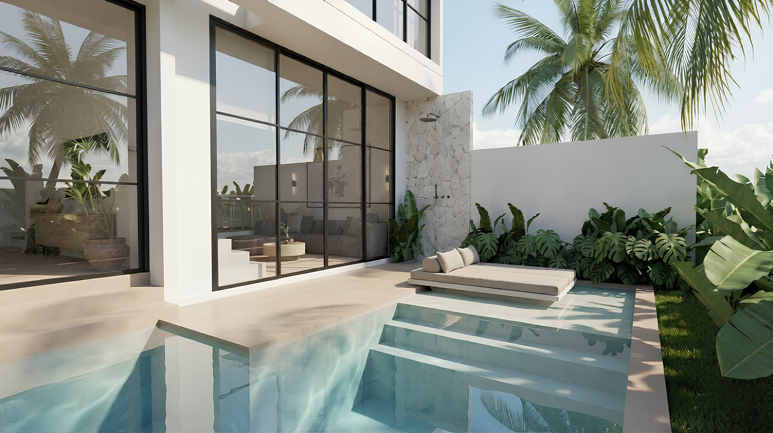 Integrated pool lounge